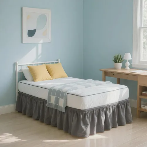 Miniatura 32 de Vocander Falda de Cama Rosa Tamaño Individual con Caída de 14 Pulgadas, Falda de Cama Elástica con Volantes Antipolvo, Fácil de Colocar, Faldas
