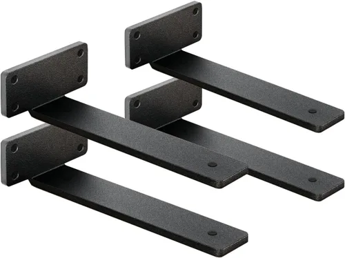 Miniatura 7 de Paquete de 4 soportes de estante flotantes de 8 pulgadas, soporte de estante oculto de 1/5 pulgadas de grosor, soportes de metal de hierro