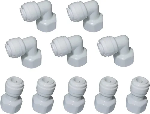 Miniatura 7 de MALIDA Adaptador de rosca hembra de conector rápido codo y combinación recta, rosca de 1/4 pulgadas x tubo de 1/4 de pulgada OD Push to Connect