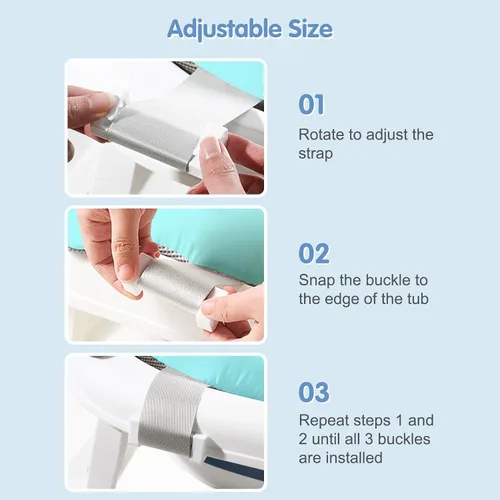 Miniatura 4 de Colorlife Asiento de Baño para Bebé con Malla de Apoyo, Cojín de Apoyo para Baño Infantil, Cómodo Ajustable Antideslizante de Tres Puntos para Baño