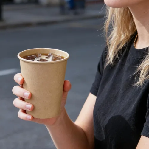 Miniatura 6 de BYSNOW Paquete de 200 vasos de papel kraft de 10 onzas, tazas de café de papel desechables, tazas de café marrones sin blanquear para bebidas