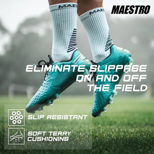 Miniatura 4 de Maestro - Calcetines de agarre de fútbol para hombres y mujeres con almohadillas antideslizantes, ideales para fútbol, baloncesto y deportes