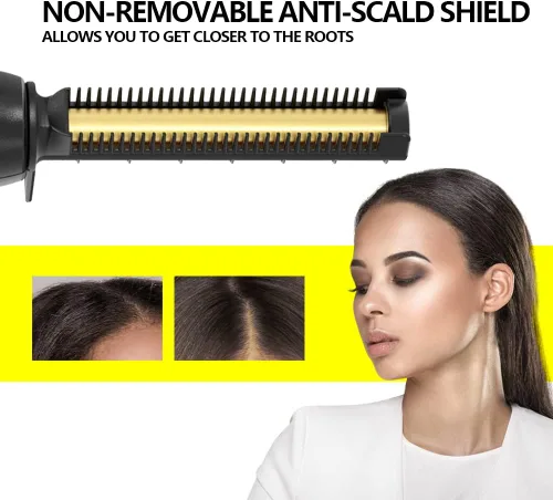 Miniatura 3 de Lura Alisador profesional de raíces/borde, peines de prensado de 200-500 °F para cabello negro, peine caliente eléctrico para mujeres de cabello
