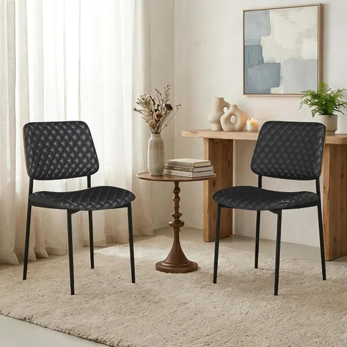 Miniatura 4 de AODAILIHB Juego de 2 sillas de cocina modernas de mediados de siglo, sillas de comedor tapizadas de piel sintética con respaldo de madera doblada