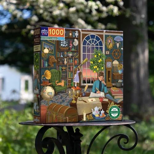 Miniatura 4 de eeBoo Rompecabezas de 1000 piezas, rompecabezas de la biblioteca del alquimista para adultos, cuadrado de 23 x 23 pulgadas, fabricado con tablero