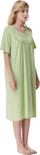 Miniatura 5 de Keyocean - Camisón de algodón para mujer, suave, cómodo, ligero, manga corta, vestido de casa, ropa de dormir, ropa de sala para verano.