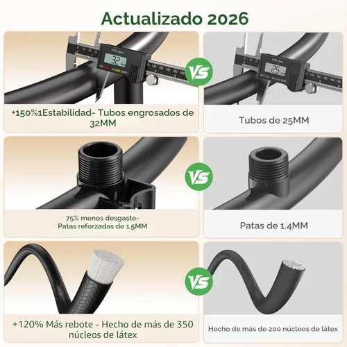 Miniatura 2 de BCAN BT2 - Mini trampolín de rebote de 450/550 libras para adultos con barra, trampolín de fitness con cuerdas elásticas, mango ajustable, estable