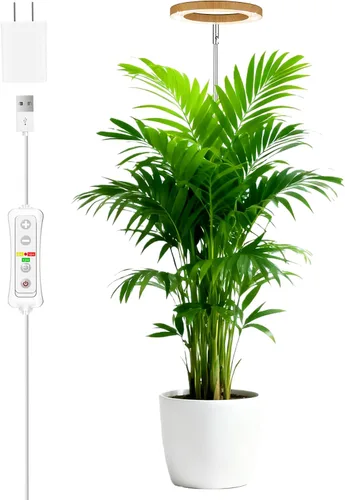 Miniatura 21 de yadoker 72 LEDs Luz de cultivo de plantas para plantas de interior, Luz de escritorio de aluminio con grano de madera de nogal LED, Altura