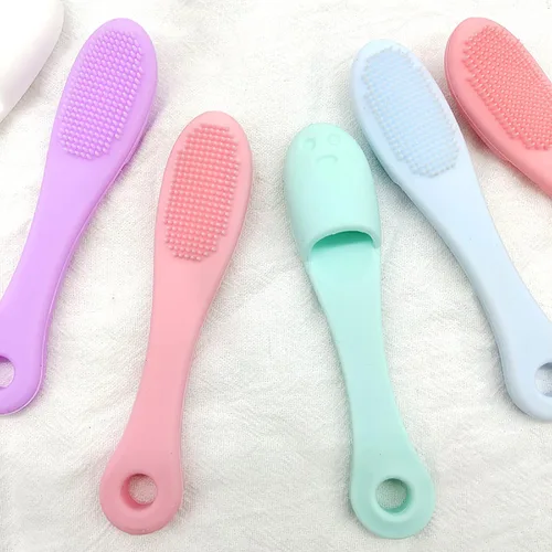 Miniatura 4 de Paquete de 5 cepillos de limpieza facial manual de silicona suave, cepillo limpiador facial para limpieza suave y eficaz, eliminar puntos negros