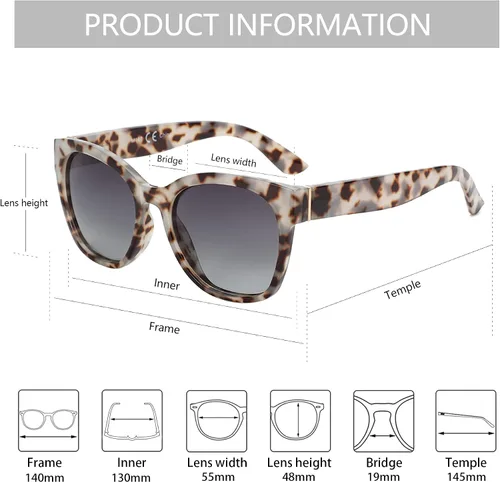 Miniatura 5 de ZENOTTIC Cateye - Gafas de sol polarizadas para mujer, gafas de sol de gran tamaño, protección UV400, estilo retro