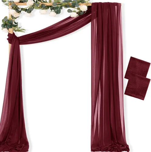 Miniatura 37 de MLMC 1 panel de tela para arco de boda azul bebé, 29 x 20 pies, cortinas de gasa extralargas transparentes de 6.6 yardas, paneles de cortinas