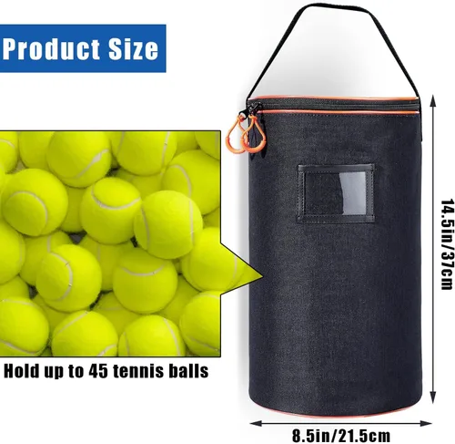 Miniatura 2 de VISEMAN Cesta portátil para pelotas de tenis para entrenamiento, transporte y almacenamiento Negro