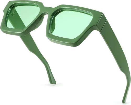 Miniatura 41 de FEISEDY Gafas de sol cuadradas retro de los años 90 para mujeres y hombres, gafas de sol rectangulares gruesas de moda con protección UV400 B2385