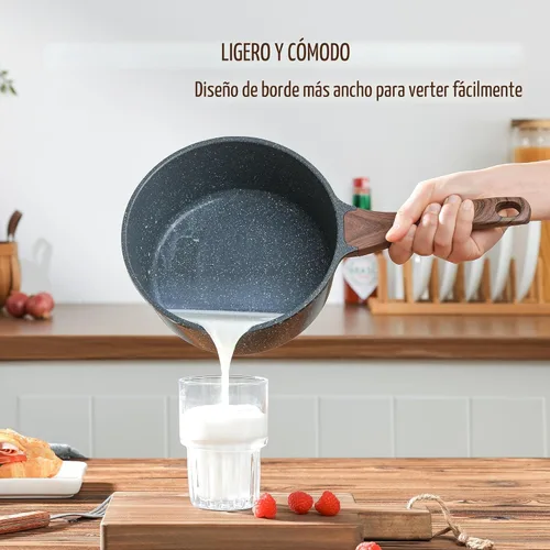 Miniatura 3 de SENSARTE Cacerola antiadherente con tapa, olla pequeña de 1.5 cuartos con revestimiento de granito suizo, mango que se mantiene fresco, olla Gris