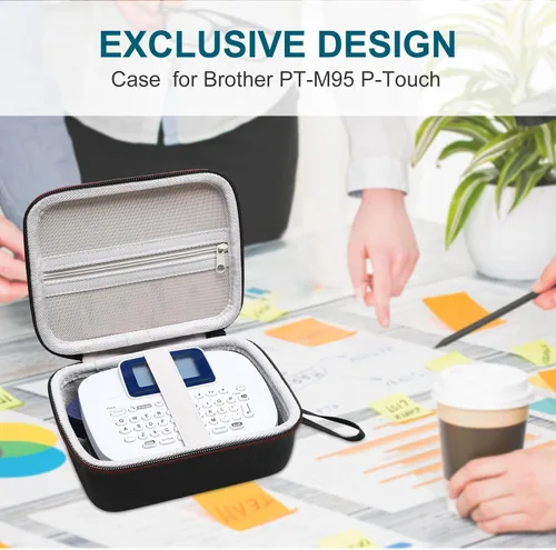 Miniatura 7 de LTGEM - Funda compatible con Brother PT-M95 P-Touch Monocromático, bolsa de almacenamiento de viaje para oficina, negro y gris (solo funda)