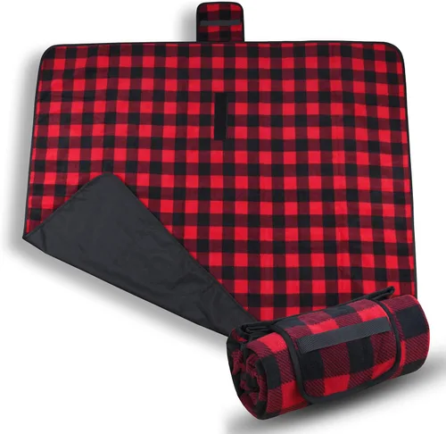 Tirrinia Manta impermeable para exteriores con forro sherpa, resistente al viento, triple capa, cálida y cómoda, plegable para camping, estadio,