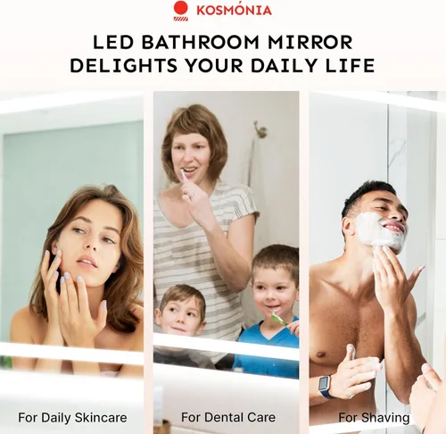 Miniatura 8 de Espejo de baño LED de 24 x 32 pulgadas con luces – antiniebla, regulable, retroiluminado e iluminado frontalmente, espejo de tocador iluminado