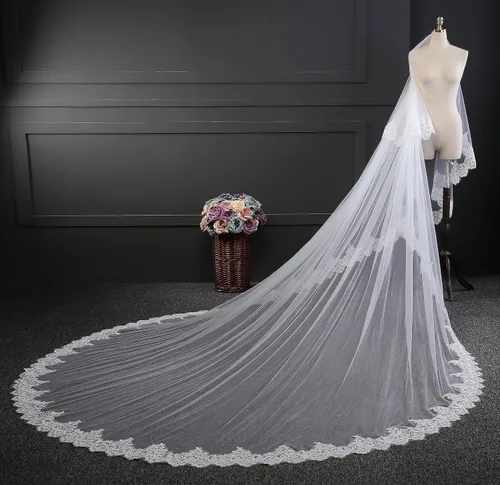 Miniatura 3 de EllieHouse Velo de novia de encaje catedral de 2 niveles para mujer con peine L01 2 T1st tier 35 M138inch2nd tier 80cm31 inch