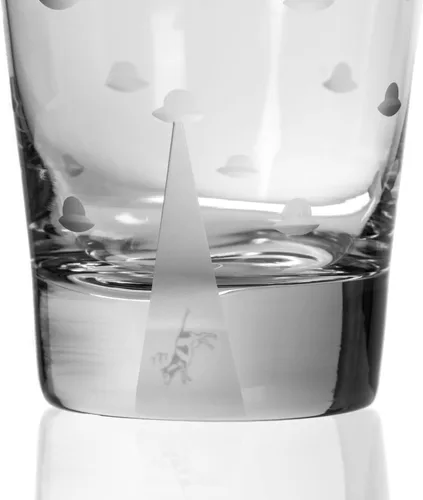 Miniatura 3 de Rolf Glass Mothership UFO Cow Highball Vaso de 15 onzas – Vasos enfriadores grabados – Vidrio sin plomo – Vaso grabado con base pesada – Fabricado