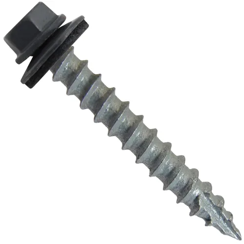 Miniatura 27 de Tornillos de metal para techos n.º 14 x 1-1/2 pulgadas, cabeza hexagonal de arandela de piel de buque Tornillo de techo de chapa metálica. Buckskin