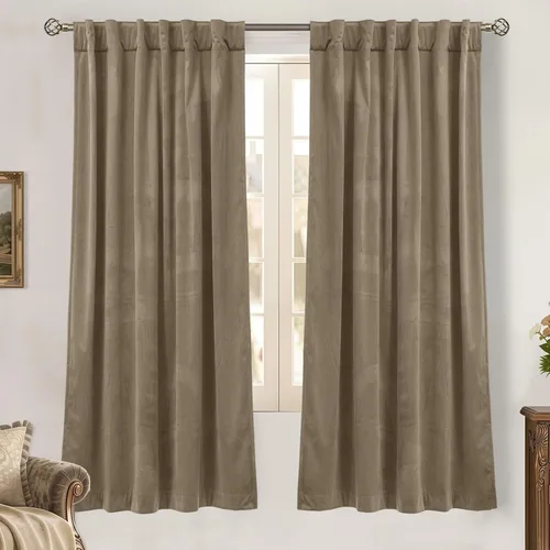 Miniatura 55 de BGment Cortinas de terciopelo rosa polvoriento, 2 paneles de 84 pulgadas, 2 paneles para sala de estar, aislamiento térmico de lujo, reducen