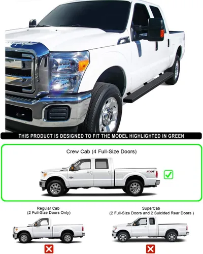 Miniatura 2 de Estribos APS 5 pulgadas negros compatibles con Ford F250 F350 Super Duty 1999-2016 cabina doble acero inoxidable (pasos laterales barras laterales)