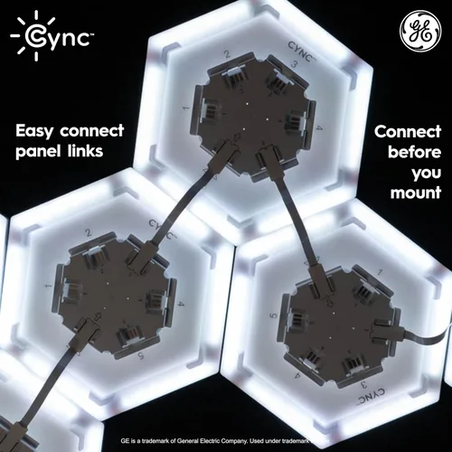 Miniatura 5 de Cync GE Dynamic Effects - Luces LED hexagonales inteligentes con WiFi que cambian de color, paneles de luz de pared para decoración de habitación