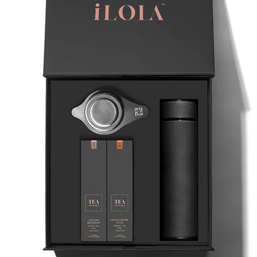 iLOLA Juego de caja esencial de disco de té | Cosas favoritas de Oprah 2022 | Termos, infusor, desayuno inglés y té probiótico de hojas sueltas