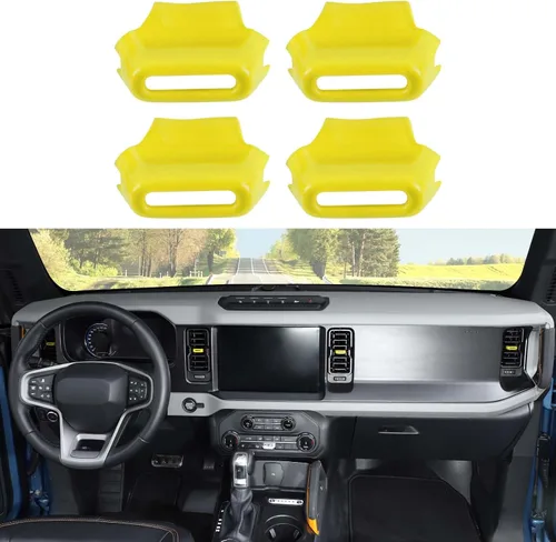 Miniatura 8 de Jimen Compatible con Ford Bronco 2021-2023, 4 piezas de cubierta de botón de ajuste de ventilación de aire de consola central (azul)
