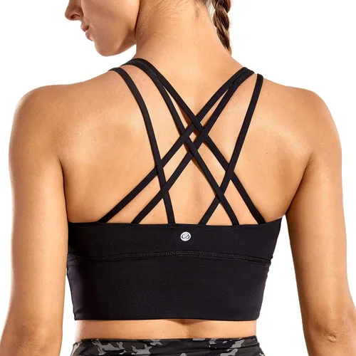 CRZ YOGA - Sujetador deportivo con tirantes delgados para mujer, con relleno y sin varillas para entrenamiento de mediano impacto