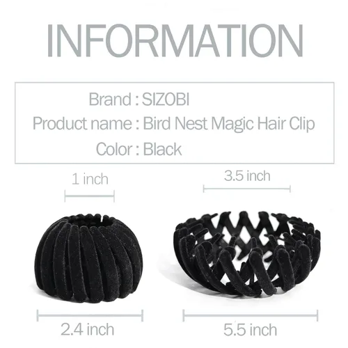 Miniatura 2 de Pinza de pelo mágica de nido de pájaro, accesorio para hacer moños, para cabello grueso y fino, 4 Negro