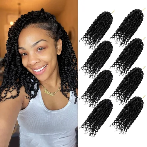 Miniatura 61 de Bileaf Cabello de Ganchillo Passion Twist Pre-retorcido de 10 Pulgadas, 8 Paquetes de Ganchillo Passion Twist, Cabello Corto Passion Twist