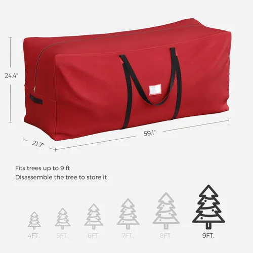 Miniatura 5 de SONGMICS Bolsa de almacenamiento para árbol de Navidad, contenedor de almacenamiento para árbol de festividades, hasta 9 pies, bolsa para soporte