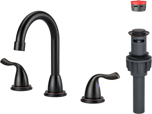Miniatura 13 de Llave de Lavabo de Baño de 3 Agujeros de Níquel Cepillado, ARCORA - Grifo de Baño de 8 Pulgadas de Extensión, Llave de Baño de 2 Manijas con Drenaje