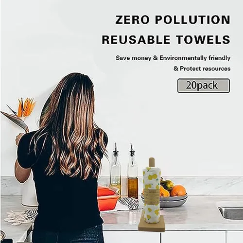Miniatura 3 de Paquete de 20 rollos de toallas de papel reutilizables, juego de servilletas lavables, juego de 4 colores, paquete de 20 toallas sin papel, 100%