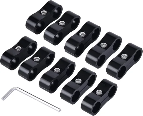 Miniatura 8 de EVIL ENERGY 4AN Abrazadera Separadora de Manguera, Abrazadera de Montaje de Línea de Combustible AN4 de Aluminio Negro 4PCS