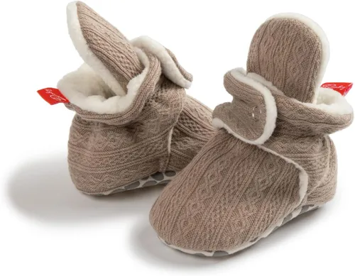 Miniatura 111 de Botines de forro polar para bebés, niños y niñas, pantuflas antideslizantes con agarre suave, zapatos de calcetín para recién nacidos, cuna