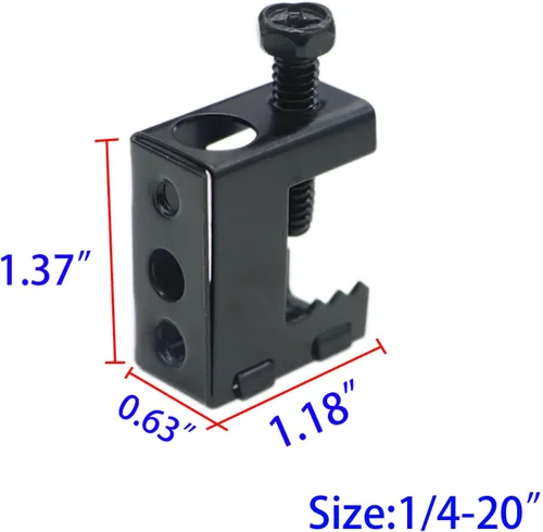 Miniatura 2 de Upgrade Baudelun - Abrazaderas de haz de 1/4"-20, abrazadera de haz atornillada de acero negro para varilla roscada de 1/4" y 3/8", ganchos en S