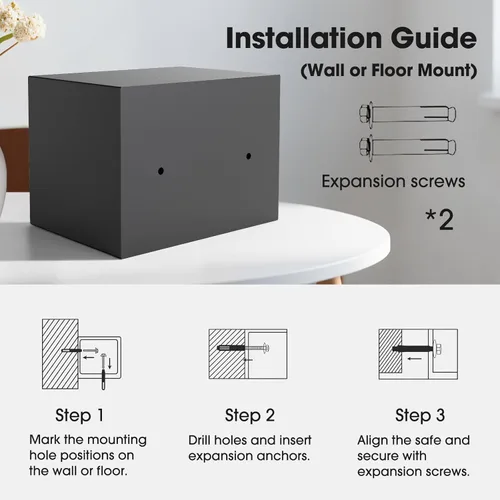Miniatura 5 de Goldenkey Pequeña caja fuerte para dinero, mini caja de seguridad digital con llaves y código para dinero en efectivo y monedas, caja fuerte