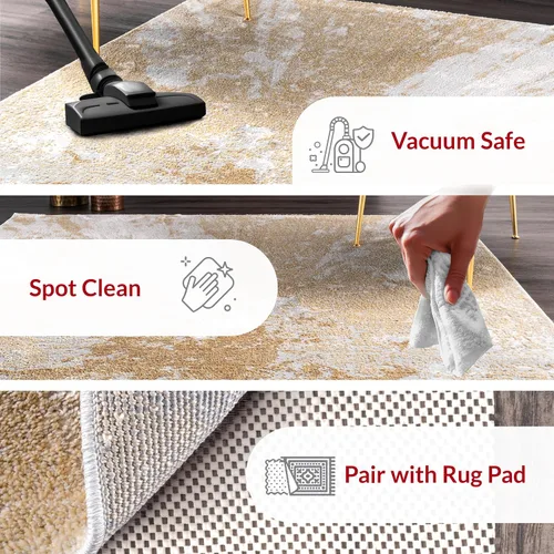 Miniatura 3 de nuLOOM alfombra para corredor Cyn Abstract dorada de 2 pies 8 pulgadas x 8 pies Oro