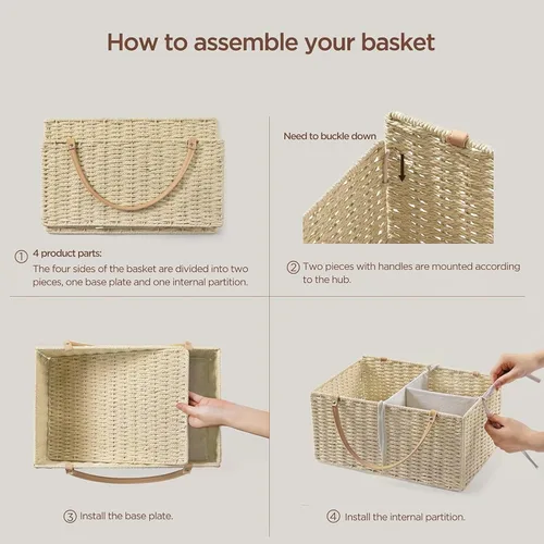 Miniatura 3 de HBlife Organizador Grande de Pañales para Bebé, Cestas de Almacenamiento de Cuerda de Papel Contenedor de Guardería con Divisor Extraíble