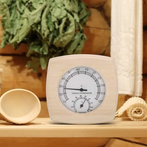 Miniatura 3 de Cyrank Higrómetro de madera para sauna termómetro e hidrómetro 2 en 1 humedad interior temperatura sauna termómetro de madera medidor de humedad