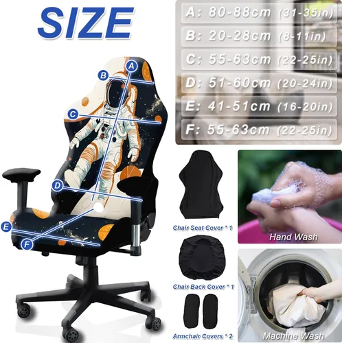 Miniatura 6 de Fundas para Sillas Gaming Fundas Deslizables, Impresión 3D Elástica Extensible para Asiento de Silla Gaming Reclinable de Computadora con Funda