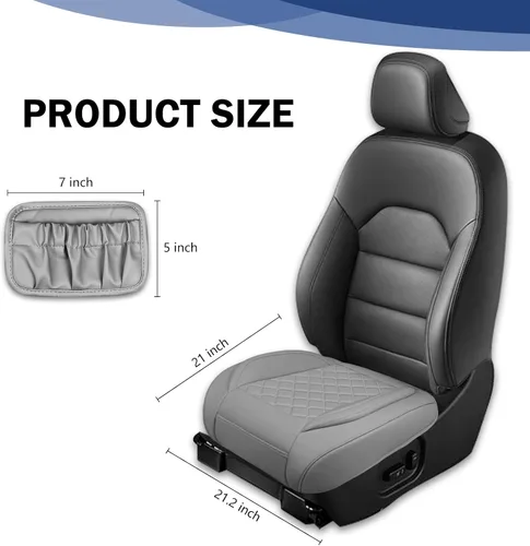 Miniatura 6 de Paquete de 2 fundas de cuero para asiento delantero inferior con bolsillo de almacenamiento, protector universal para asiento de automóvil
