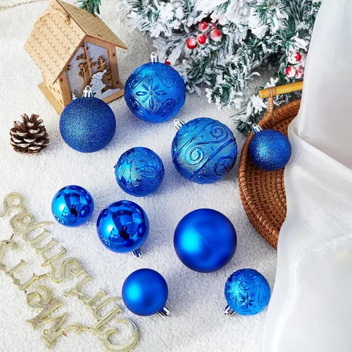 Miniatura 3 de Wironlst Adornos de bola de Navidad - 30 piezas de adornos de Navidad de plástico irrompibles para árbol de Navidad, vacaciones, boda, fiesta Azul