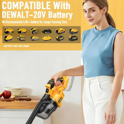 Miniatura 3 de Aspiradora inalámbrica compatible con batería Dewalt de 20 V (sin batería), 50 kPa 125 AW de succión fuerte 5 filtros HEPA Boquilla 4 en 1