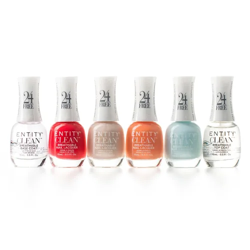 Miniatura 5 de Entity Juego de esmalte de uñas limpio, paquete de 6 esmaltes de uñas combinado con capa superior y base, juego libre de crueldad animal y vegano