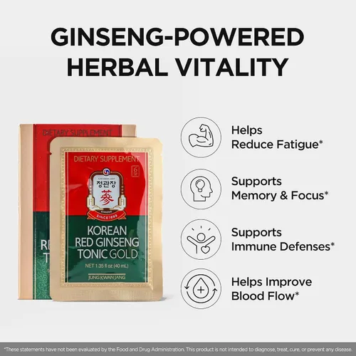 Miniatura 3 de JungKwanJang - Bebida energética de ginseng rojo coreano con 6 extractos botánicos, refuerzo diario para el sistema inmunológico y vitalidad
