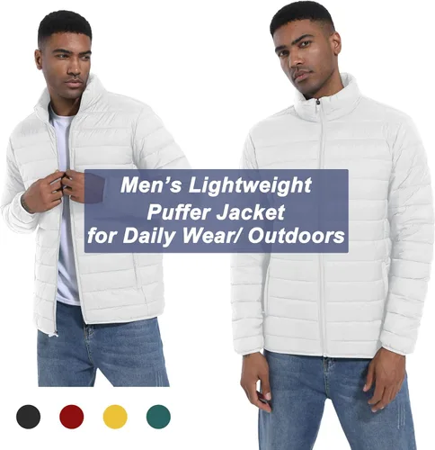 Miniatura 7 de MAGCOMSEN Chaqueta acolchada para hombre, abrigo de invierno ligero y cálido, repelente al agua, chaqueta aislante a prueba de viento