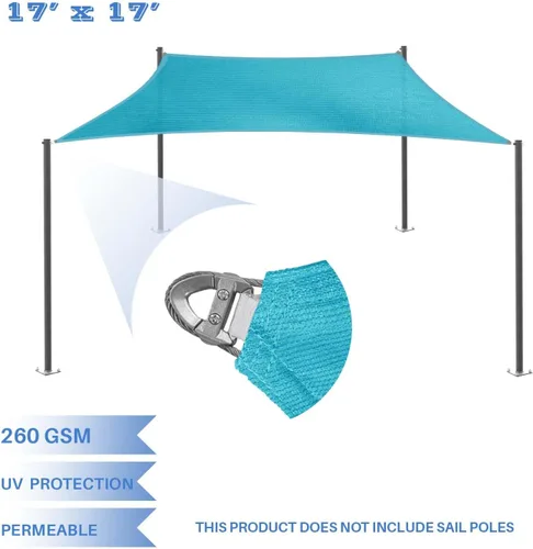Miniatura 2 de E&K Sunrise - Toldo de 17 x 17 pies, forma rectangular, con anillo, de HDPE, con bloqueo UV, para pérgola, patio, jardín, terraza, cubierta